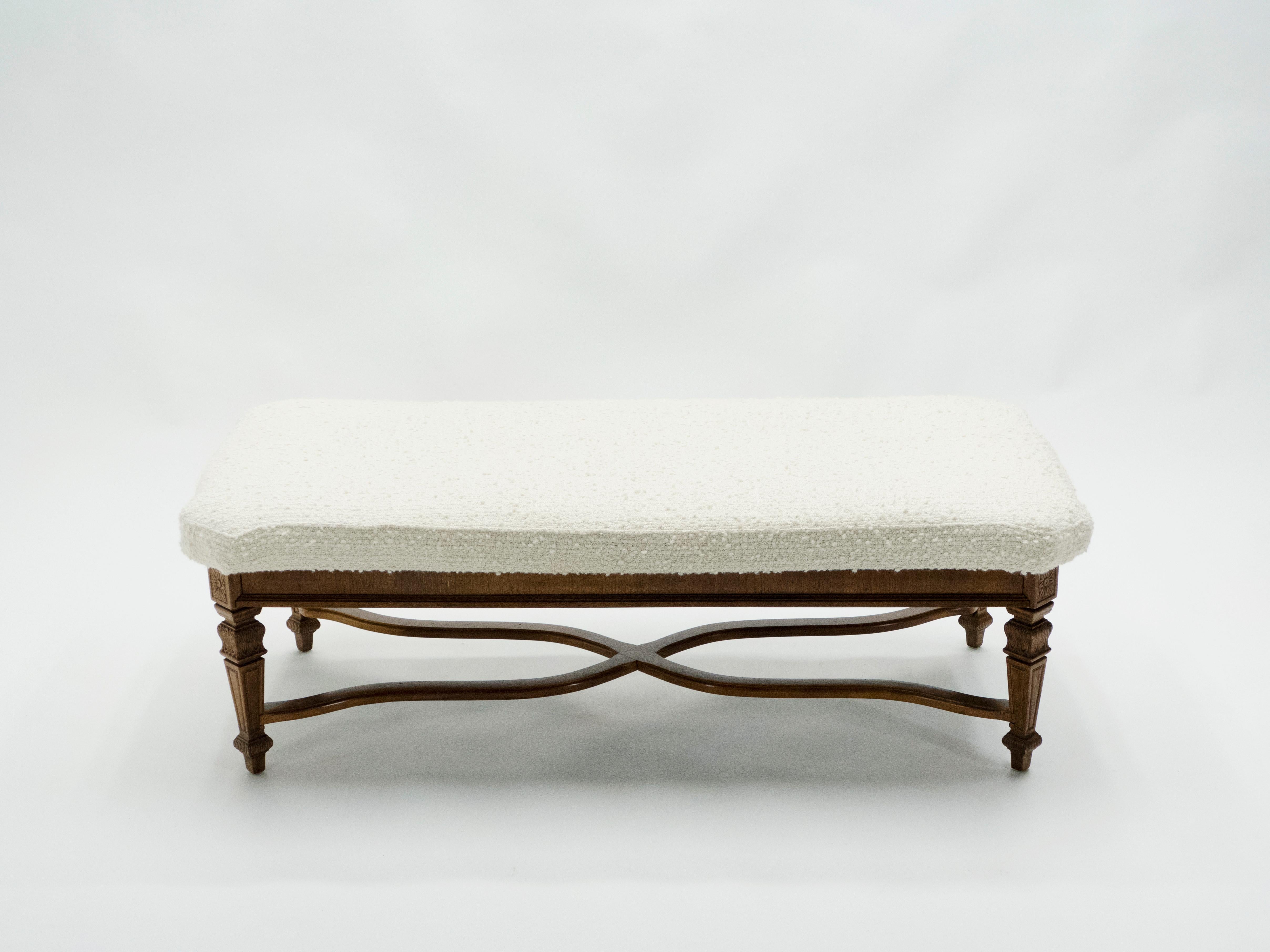 Louis XIV Style French Bench Dark Oak from 1920s 6