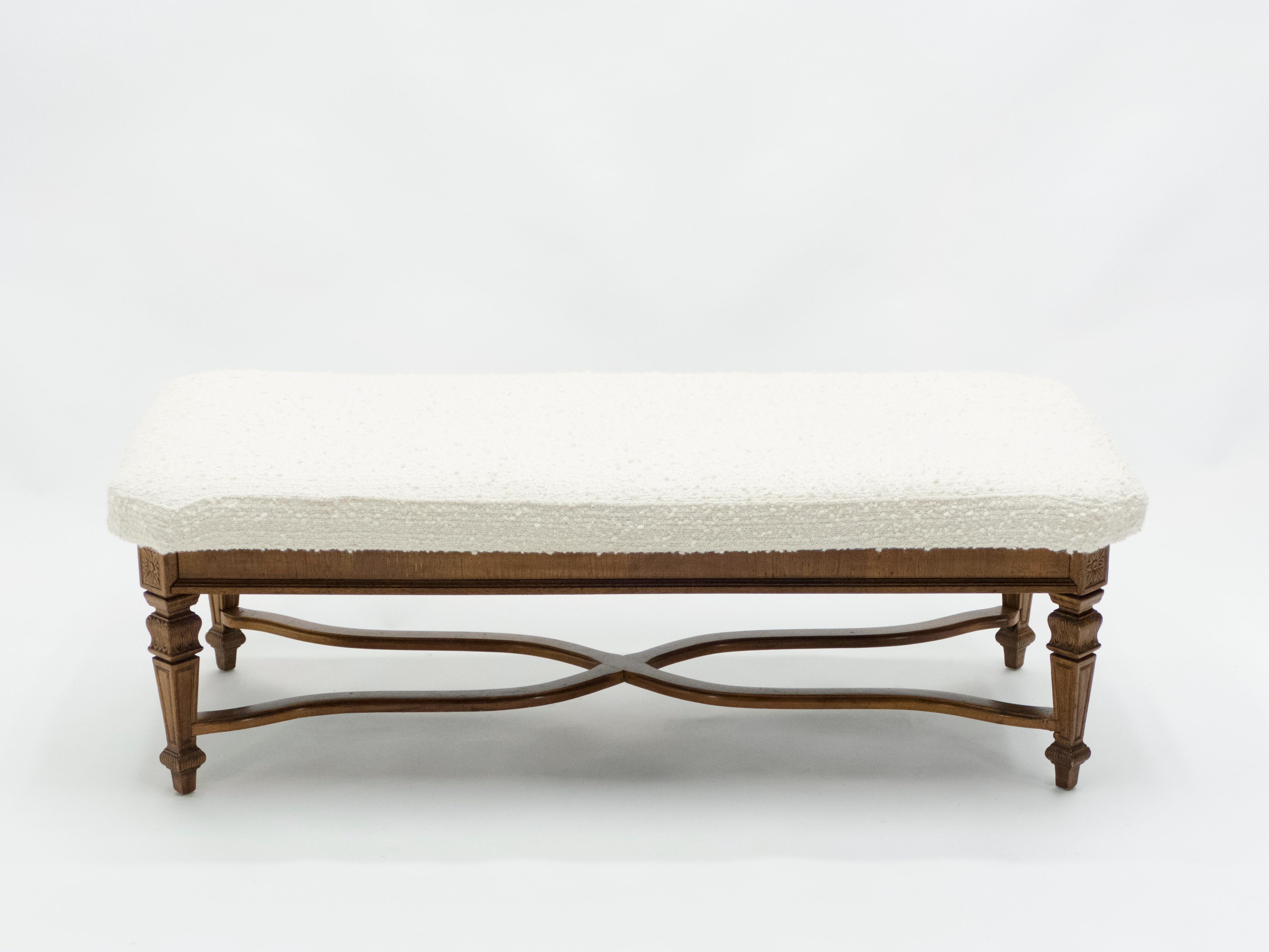 Louis XIV Style French Bench Dark Oak from 1920s 7