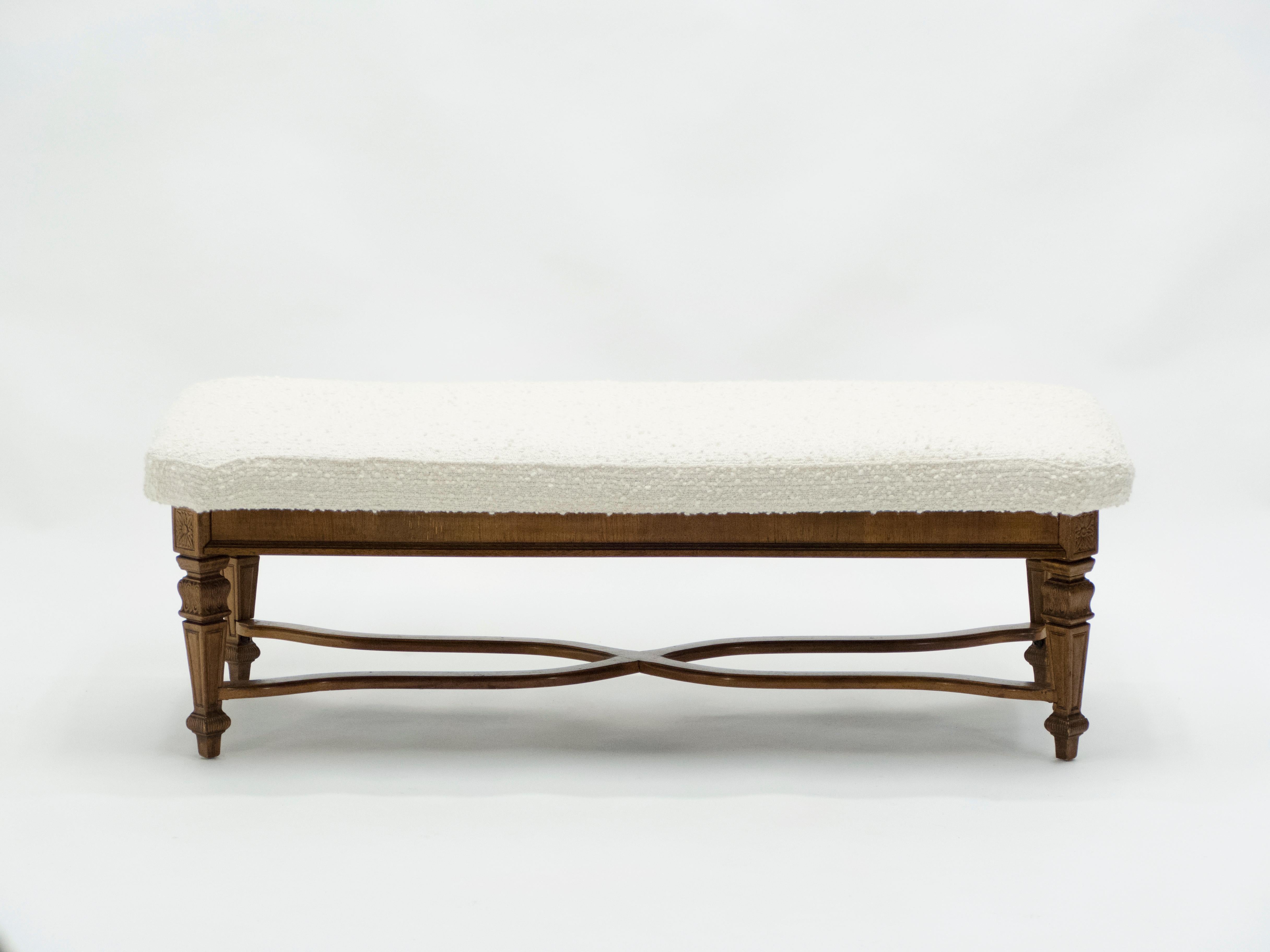 Louis XIV Style French Bench Dark Oak from 1920s 8