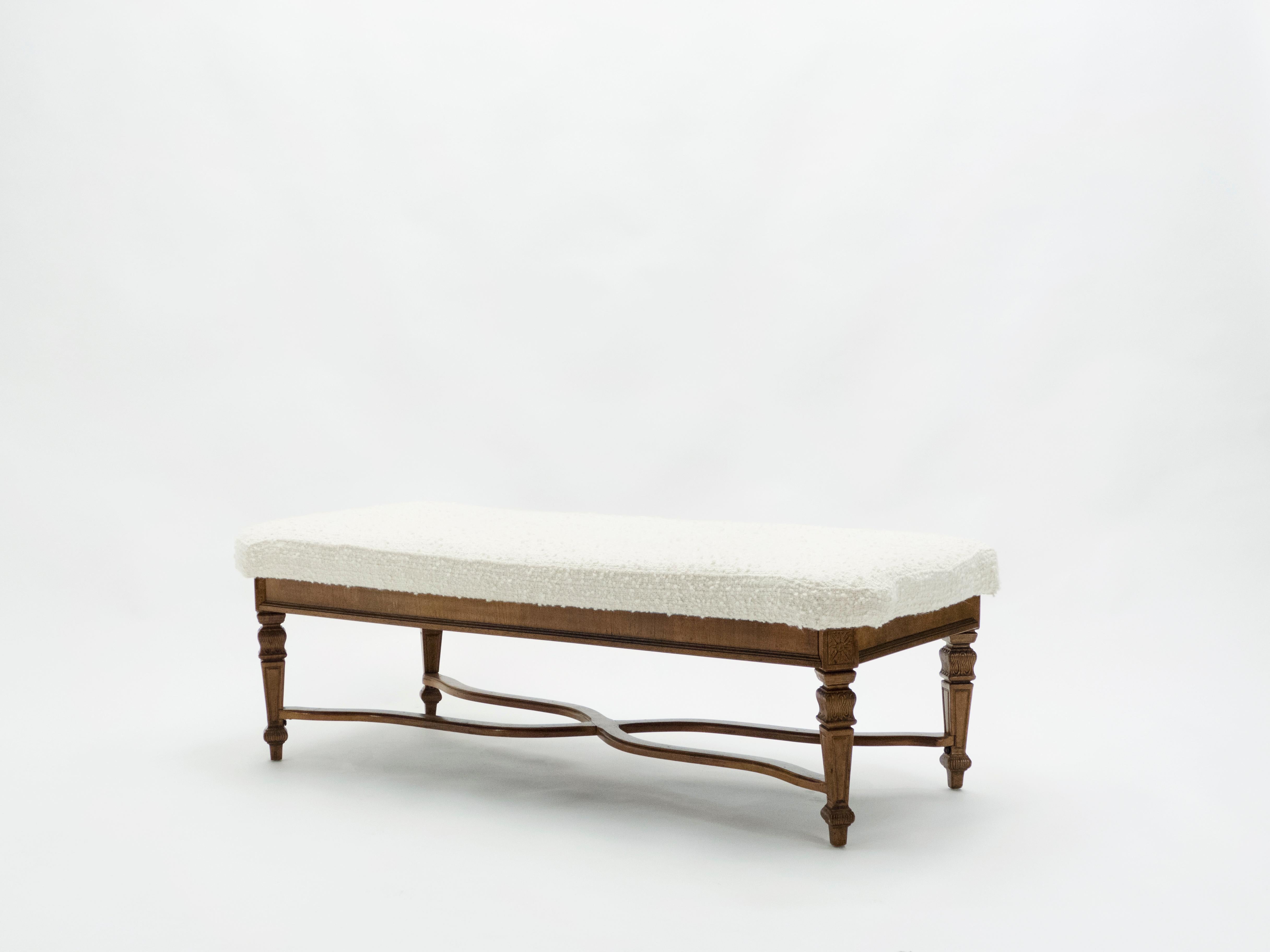 Louis XIV Style French Bench Dark Oak from 1920s In Good Condition In Paris, IDF