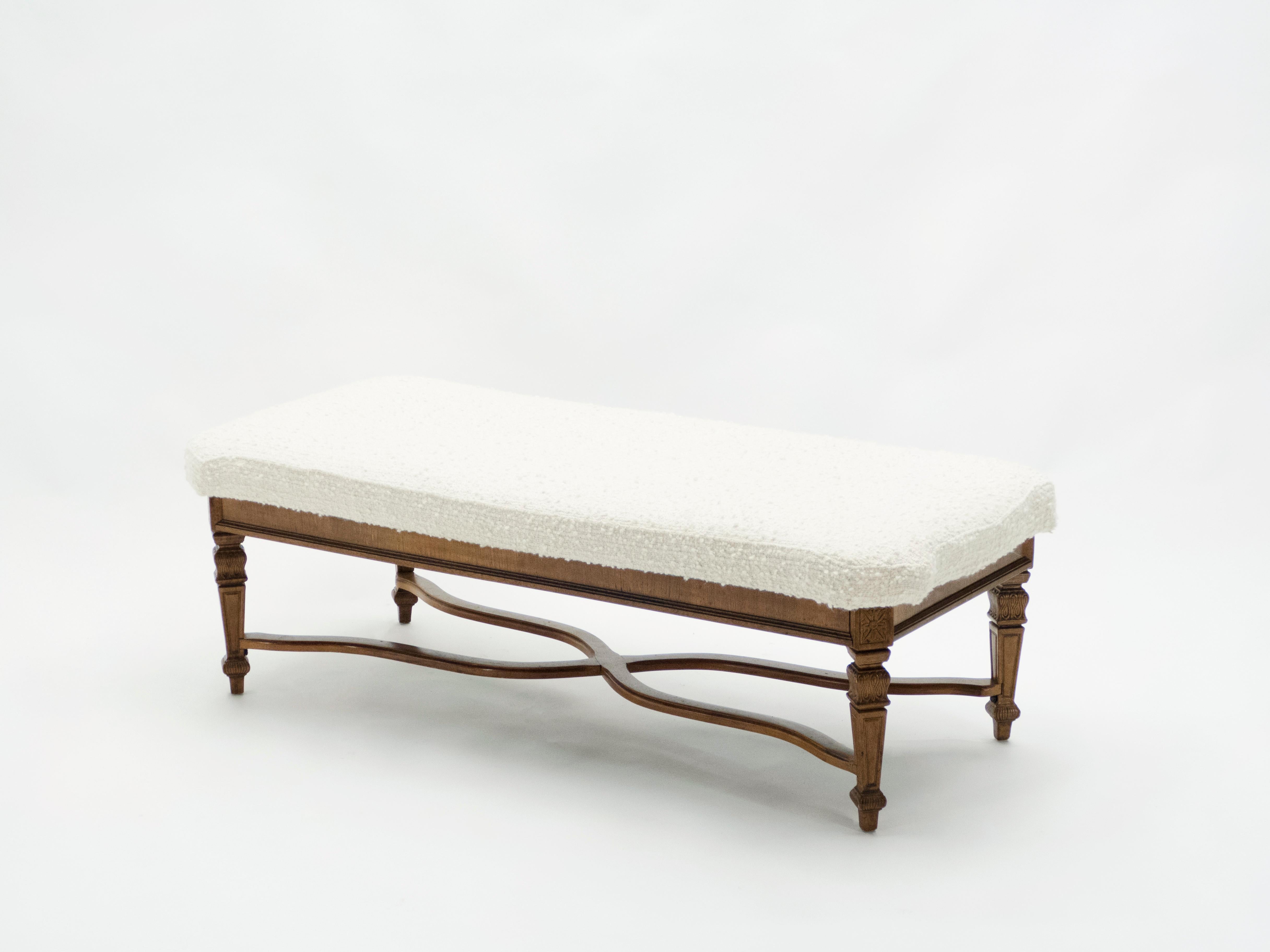 Early 20th Century Louis XIV Style French Bench Dark Oak from 1920s