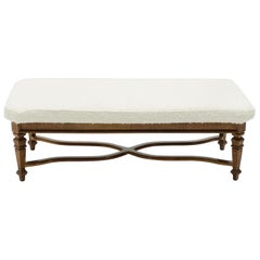 Louis XIV Style French Bench Dark Oak from 1920s