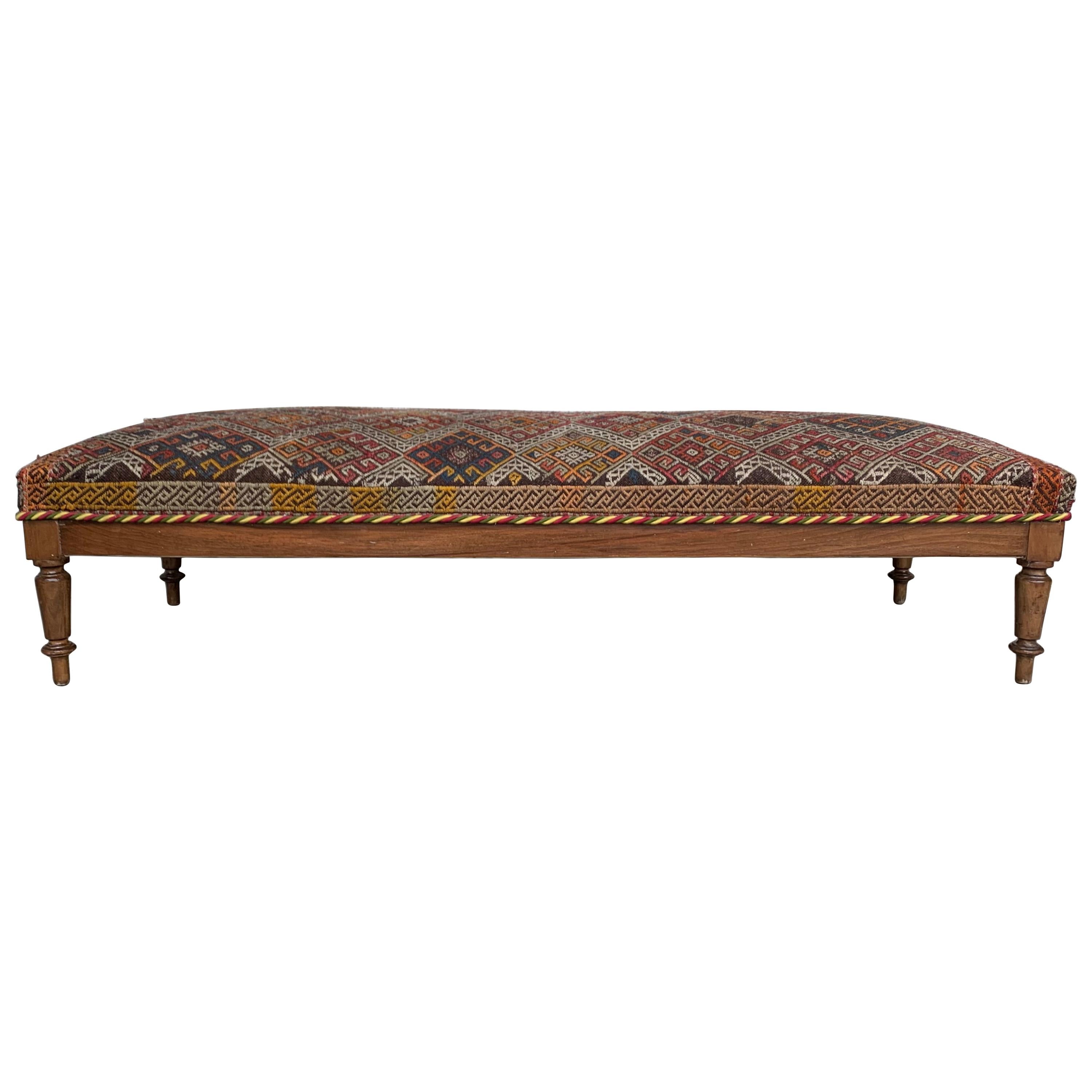 Louis XIV Style French Large Bench Dark Oak from 1920s