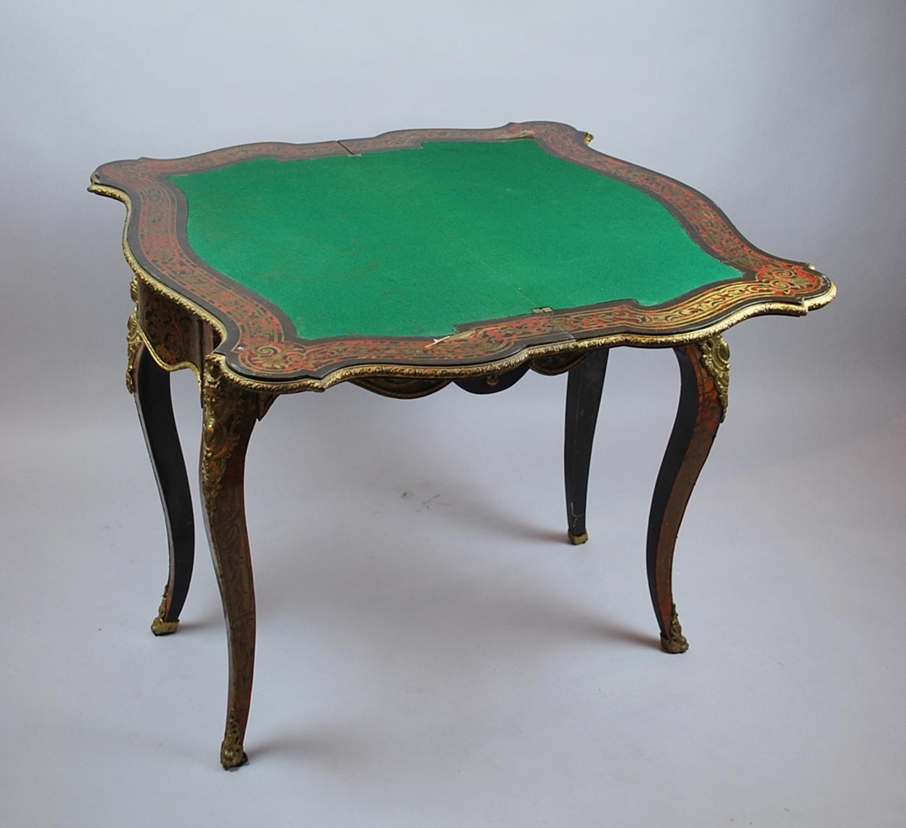 Louis XIV style game table with inlaid boule style, Napoleon III period - c.19th.