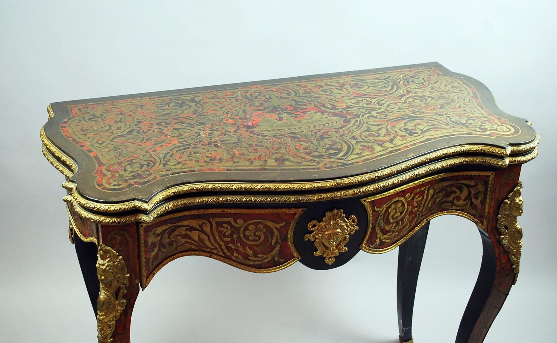 19th Century Louis XIV Style Game Table with Inlaid Boule Style, Napoleon III Period, c.19th