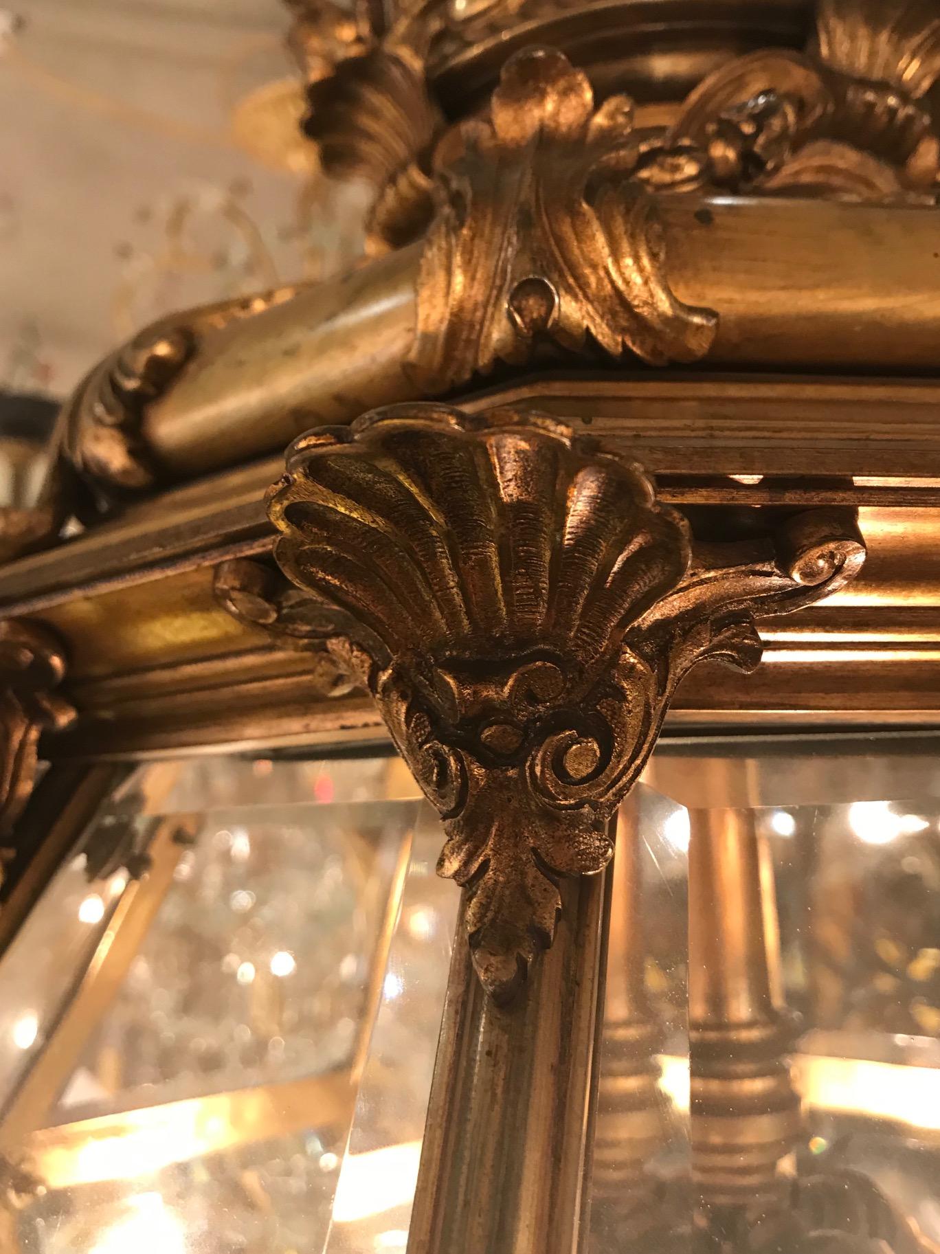 Louis XIV Style Gilt Bronze Octagonal Versailles Lantern 4