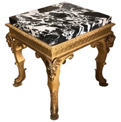 Louis XIV Style Giltwood, Bronze Ormolu & Grande Antique Marble, End Table