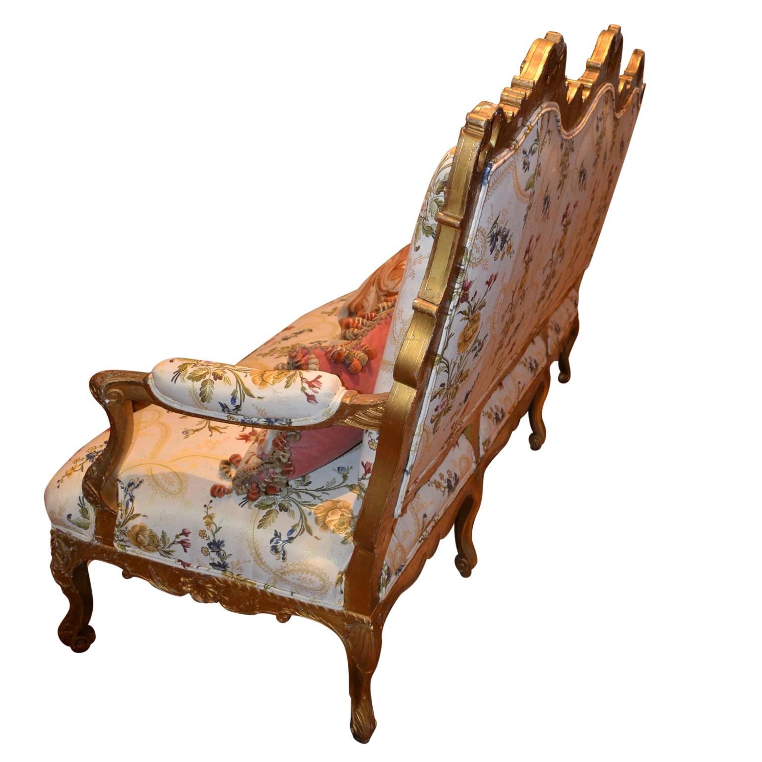 French Louis XIV Style Giltwood Settee