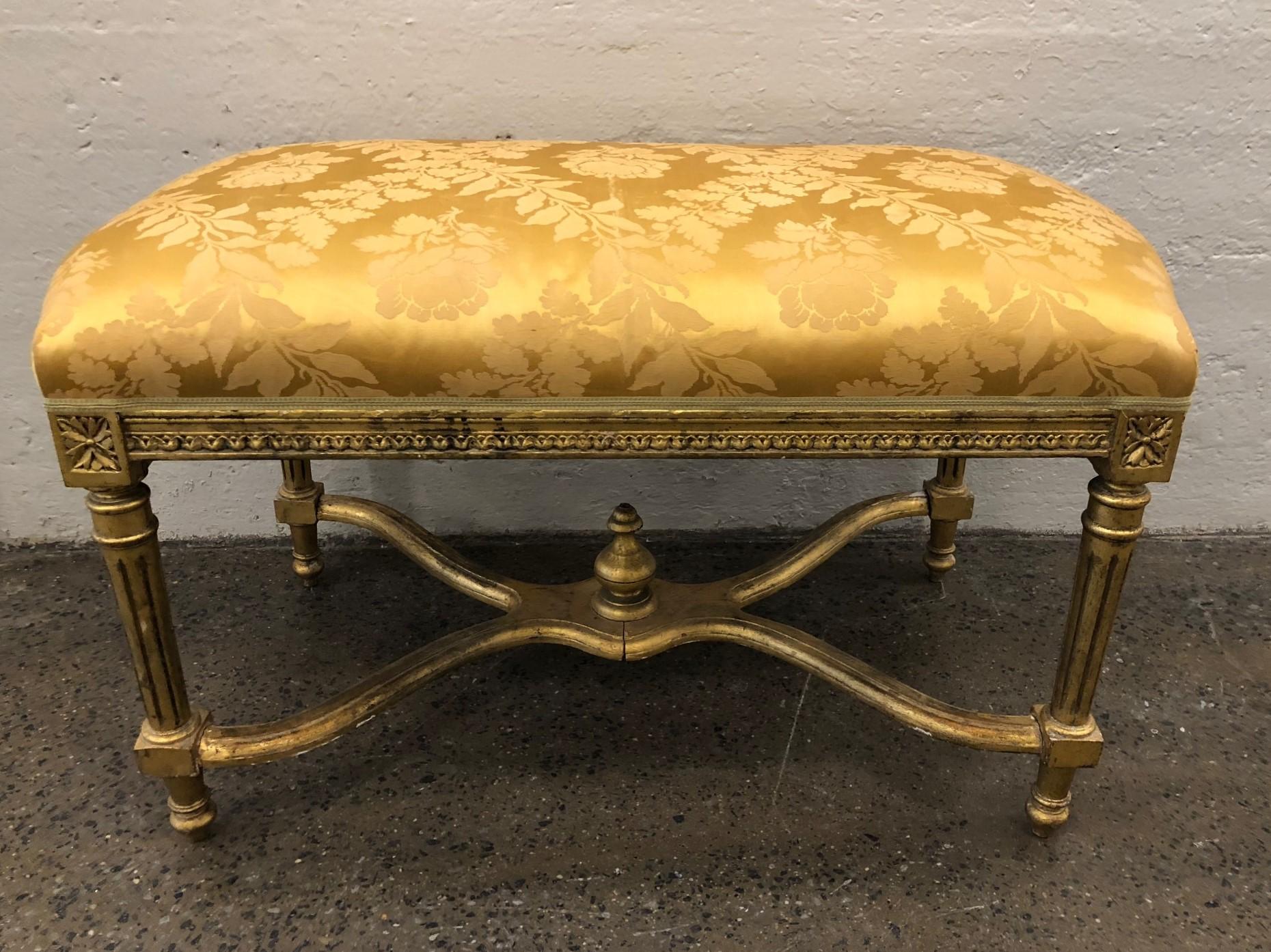 French Louis XIV Style Giltwood Bench For Sale