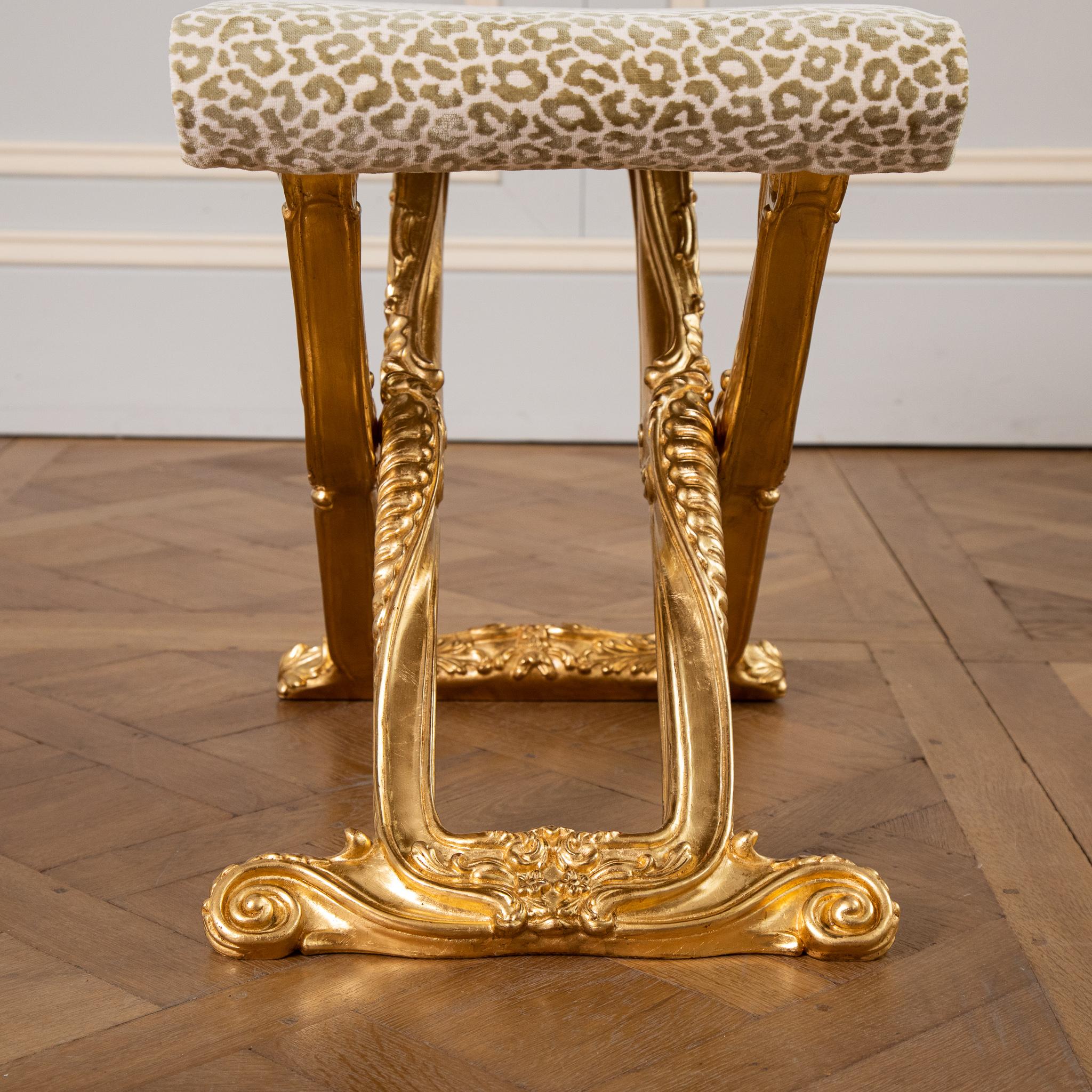 Louis XIV Style Giltwood folding stool made by La Maison London For Sale 11
