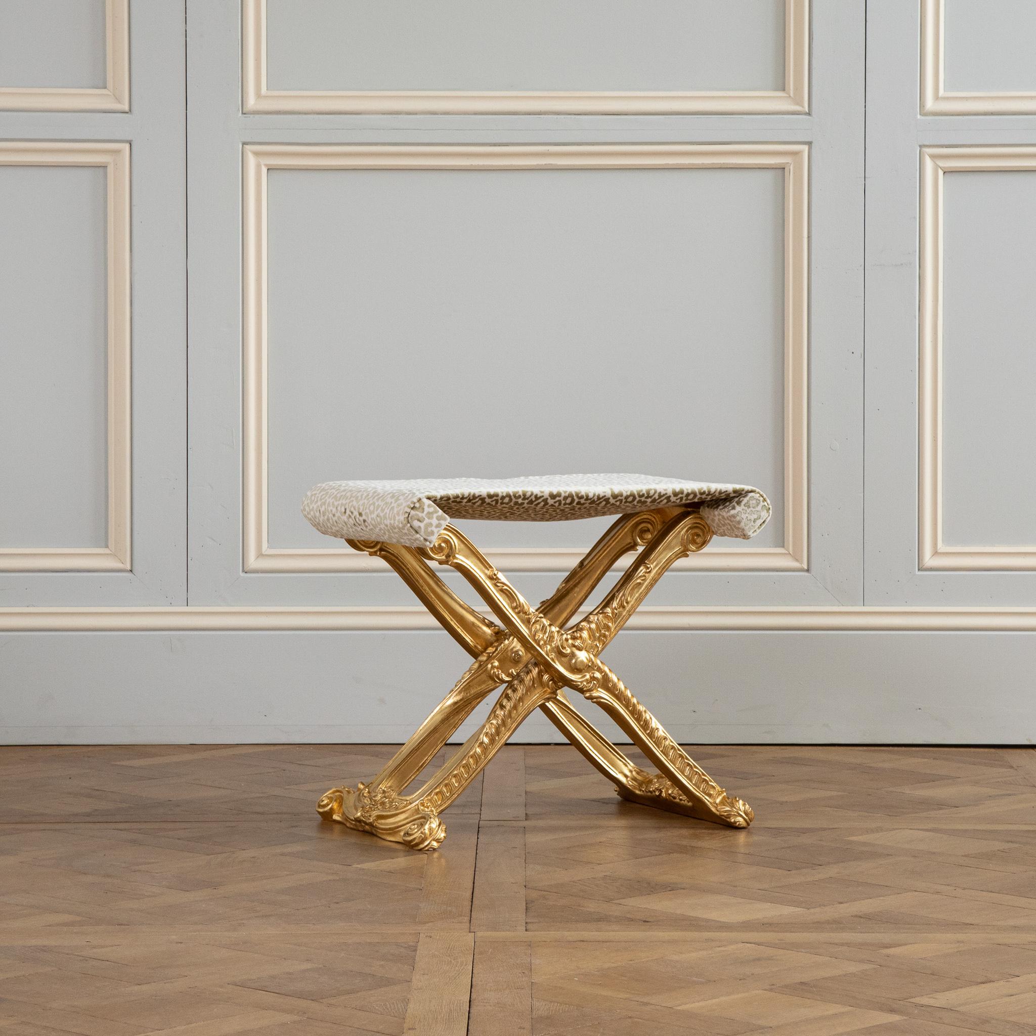  Louis XIV Style Giltwood folding stool made by La Maison London For Sale 1