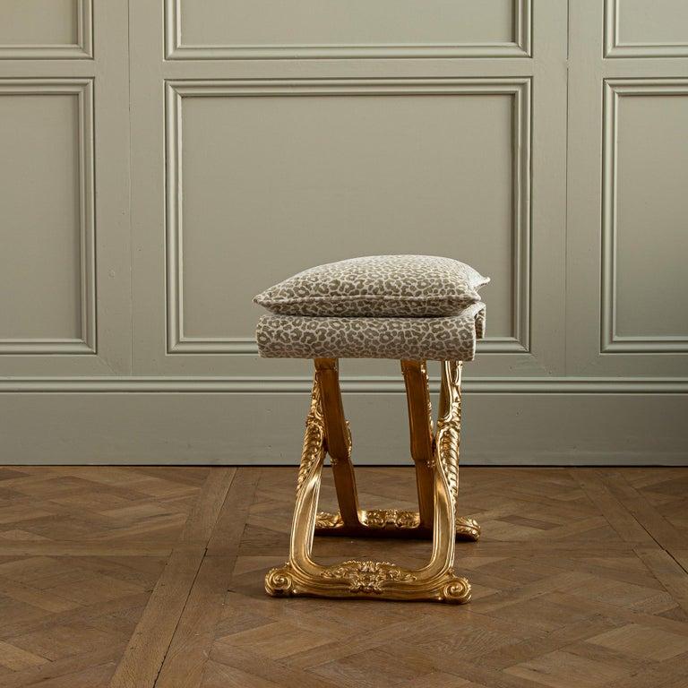 Louis XIV Style Giltwood Folding Stool Made by La Maison London For Sale 1