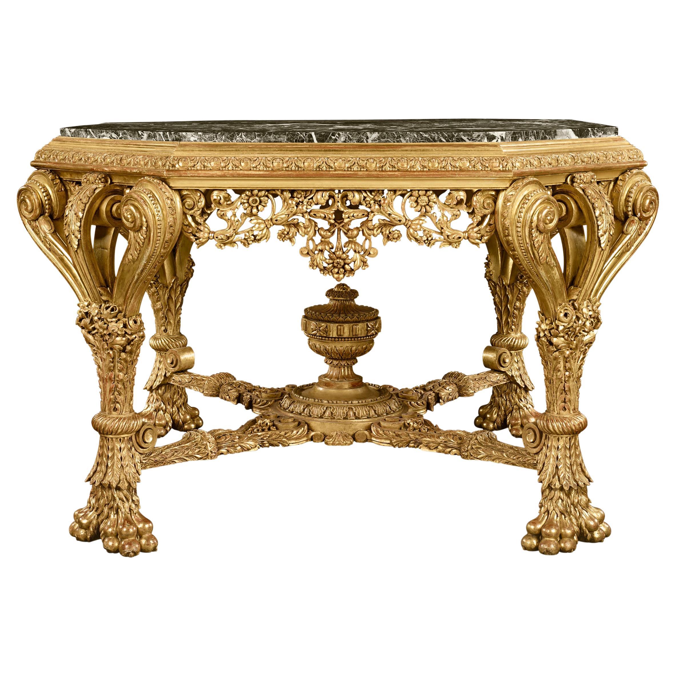 Achteckiger Tisch aus Giltwood im Louis XIV-Stil