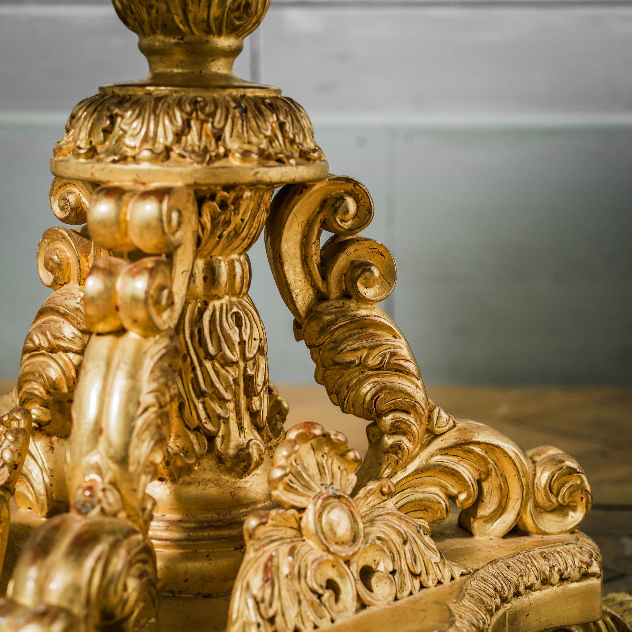Contemporary Louis XIV Style Giltwood Side Table with Marble Top Made by La Maison London For Sale