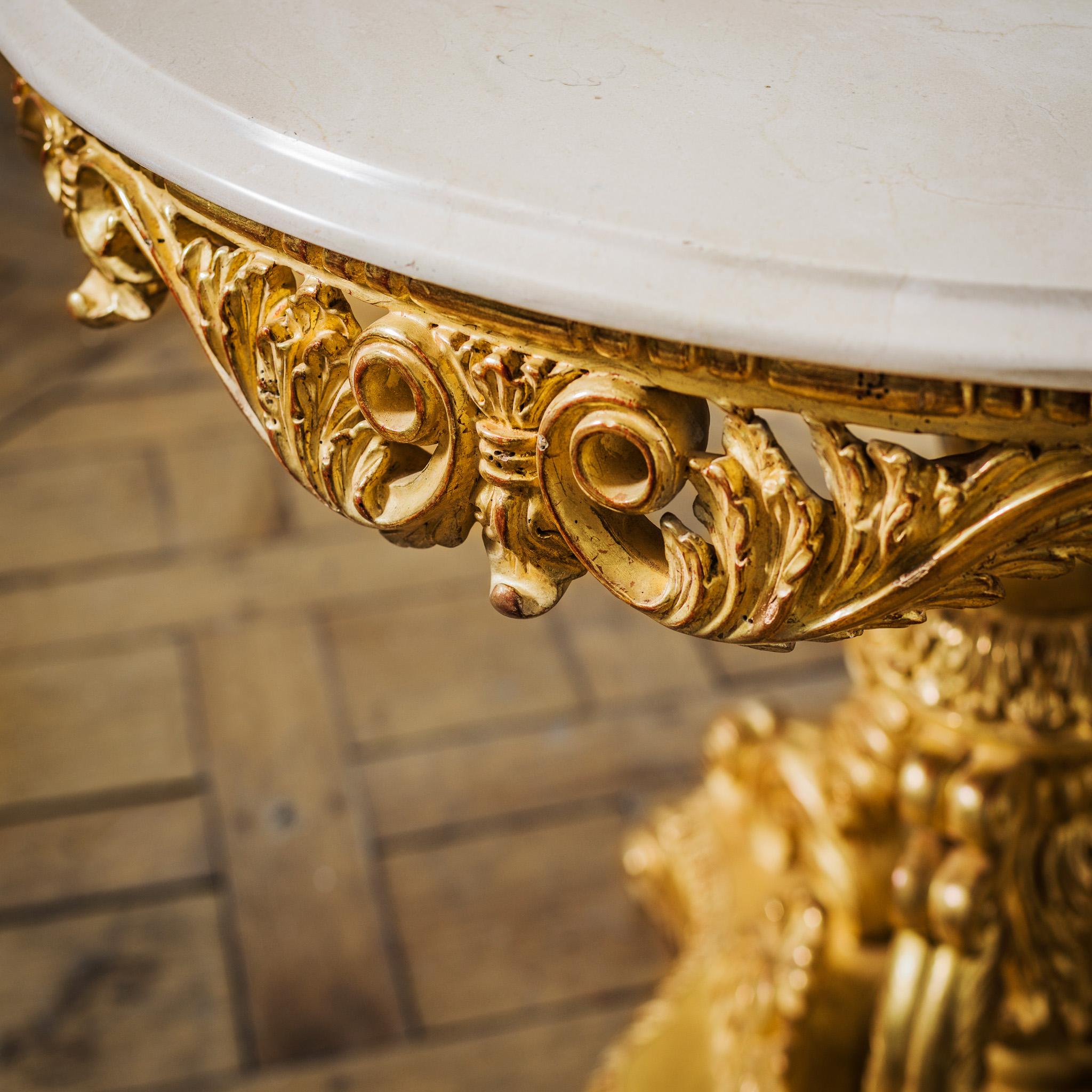 Louis XIV Style Giltwood Side Table with Marble Top Made by La Maison London For Sale 2