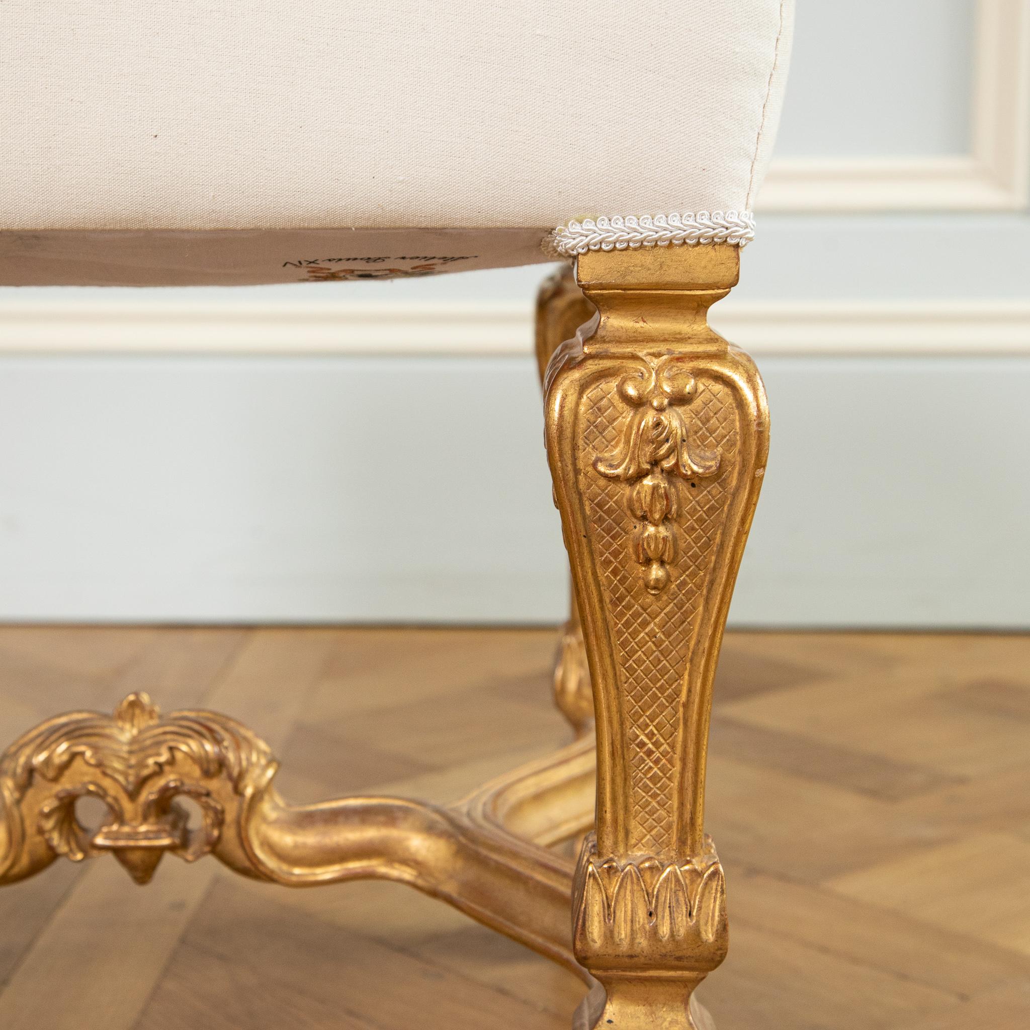 Contemporary Louis XIV style giltwood stool  For Sale