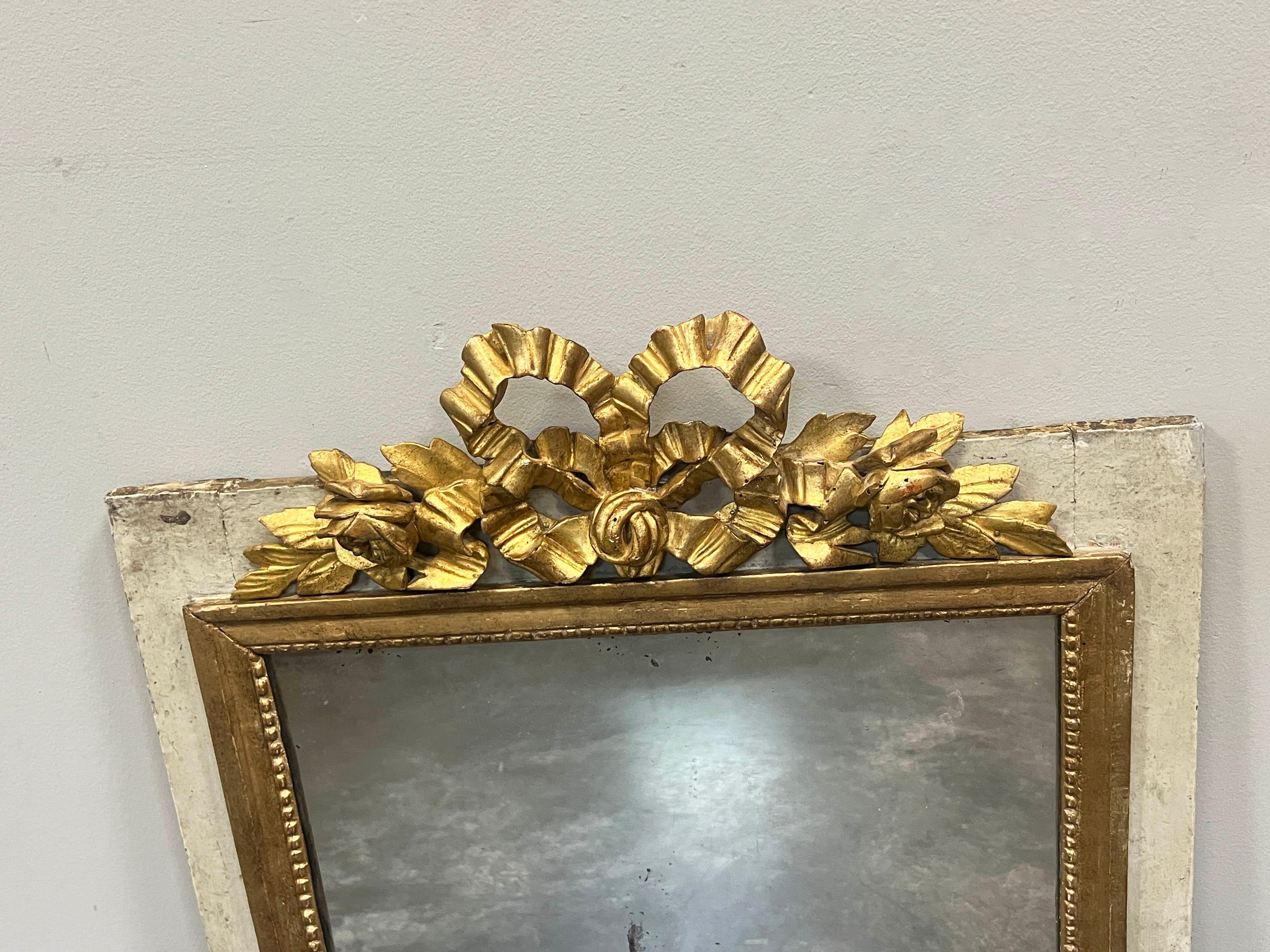 Louis XVI Louis XIV Style Gold Gilt Mirror Mounted On Boiserie