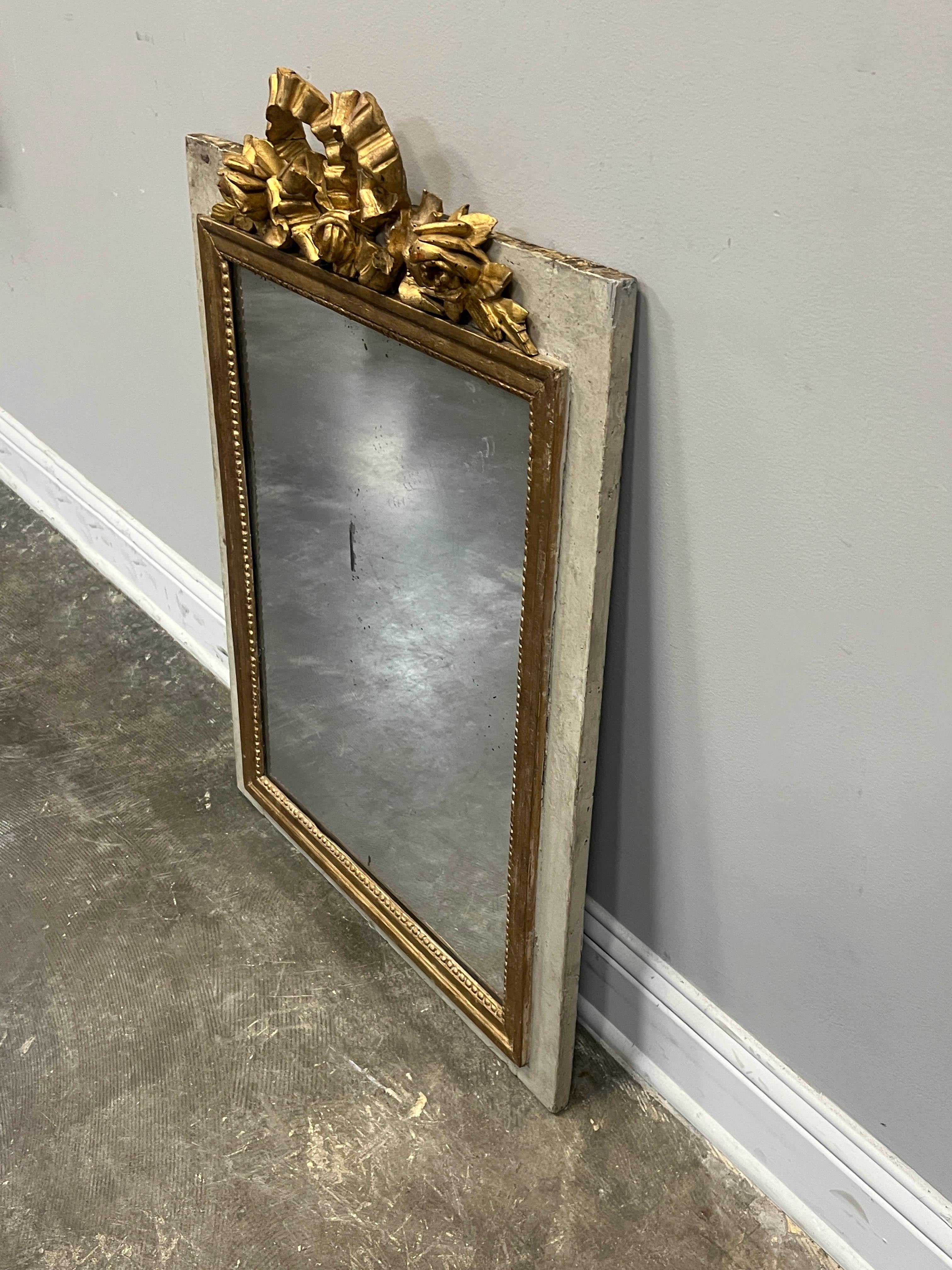 Louis XIV Style Gold Gilt Mirror Mounted On Boiserie In Good Condition In Houston, US