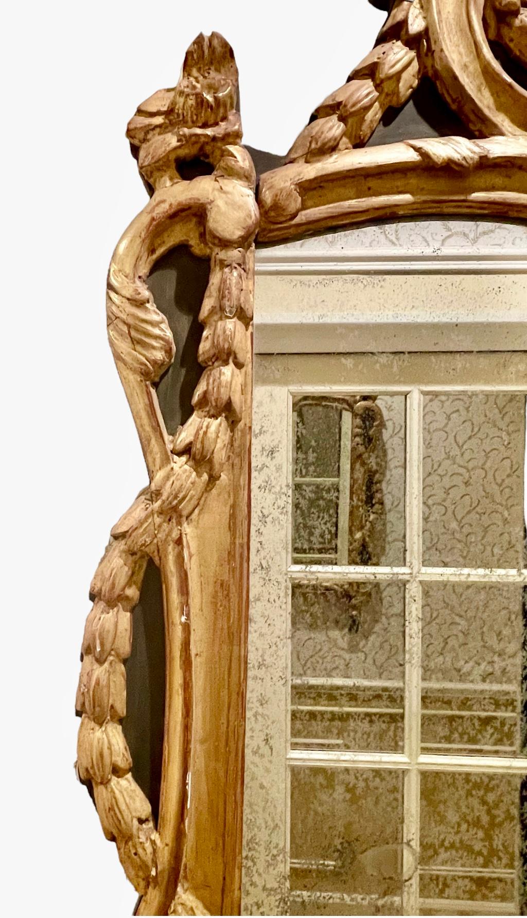 French Louis XIV Style Golden Wood Mirror For Sale