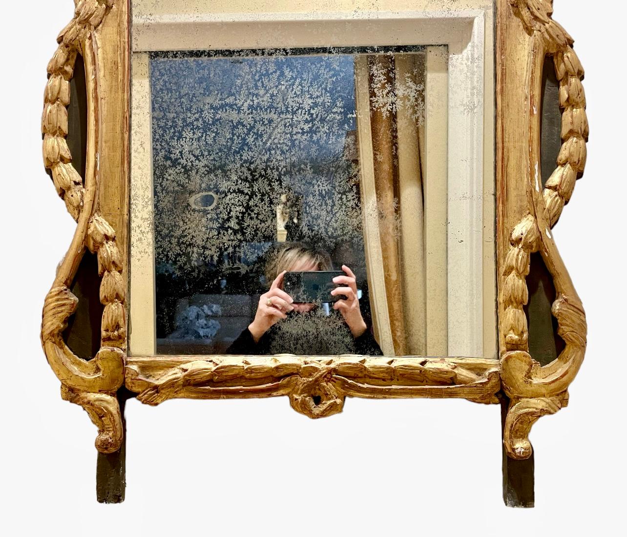Giltwood Louis XIV Style Golden Wood Mirror For Sale