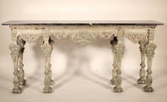 Louis XIV Style Grisaille Painted Console Table with Belgium Marble Top