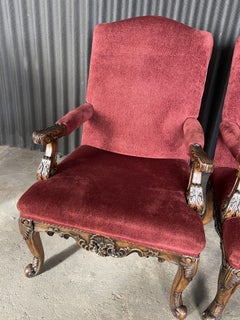 Louis XIV style High Back Throne Like Armchair Pair
