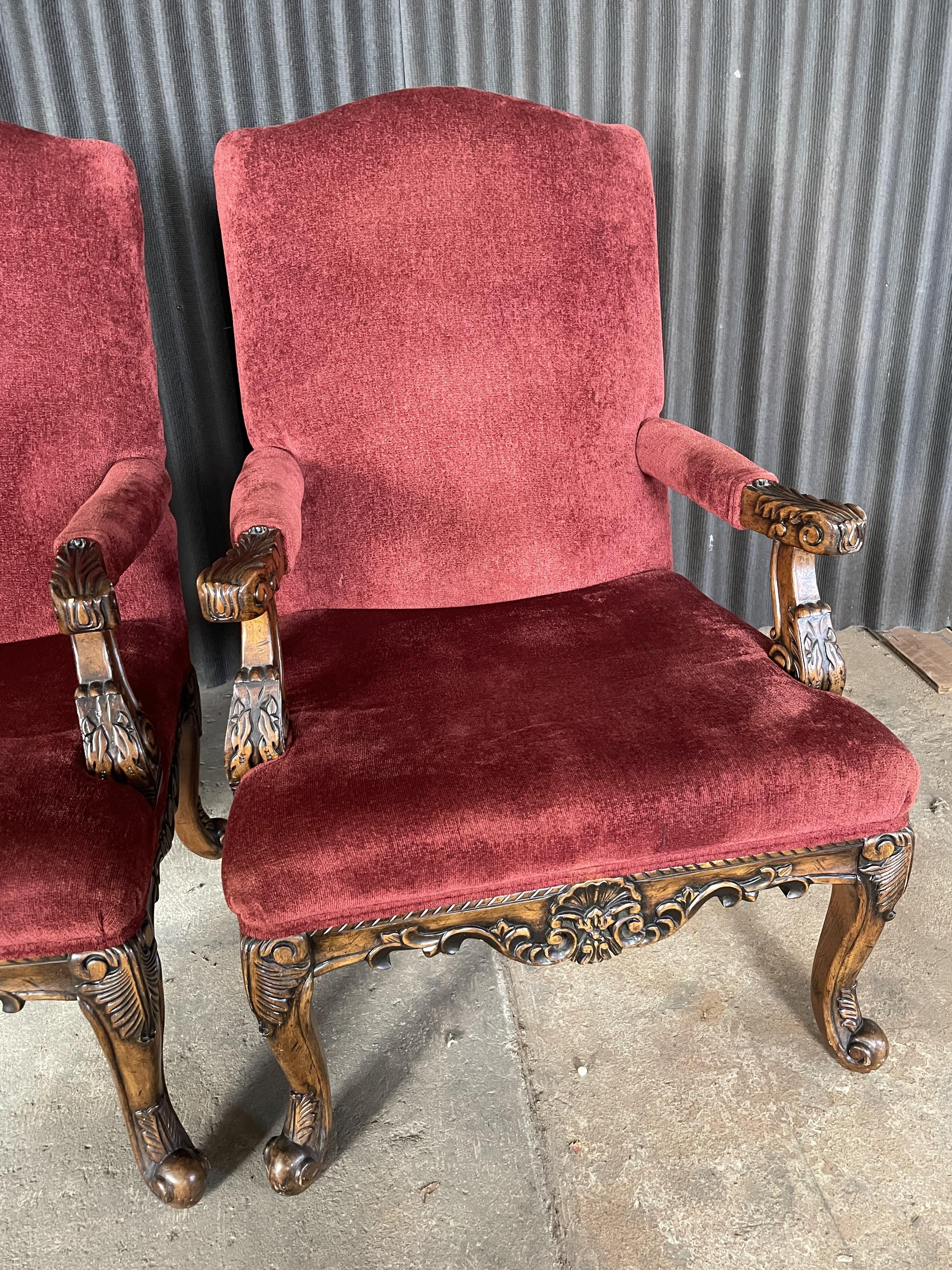 Sconosciuto Poltrona con schienale alto in stile Luigi XIV, tipo trono, coppia in vendita
