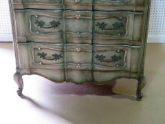 Paint Decorated French Louis XV Style Tall Dresser