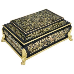 Antique Louis XIV Style Jewelry Boulle Marquetry Box, France, 19th Century
