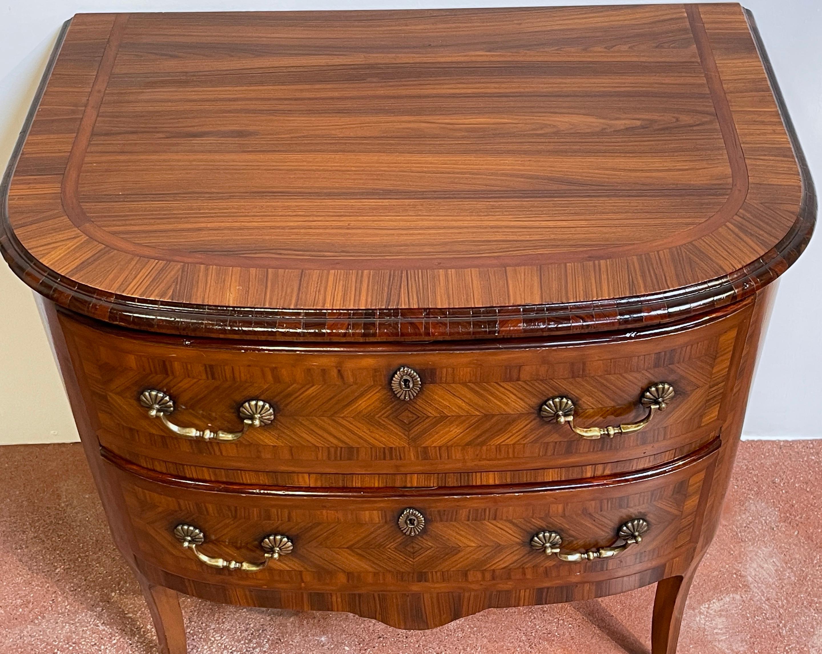 French Louis XIV Style Kingwood Marquetry Commode/ Nightstand For Sale