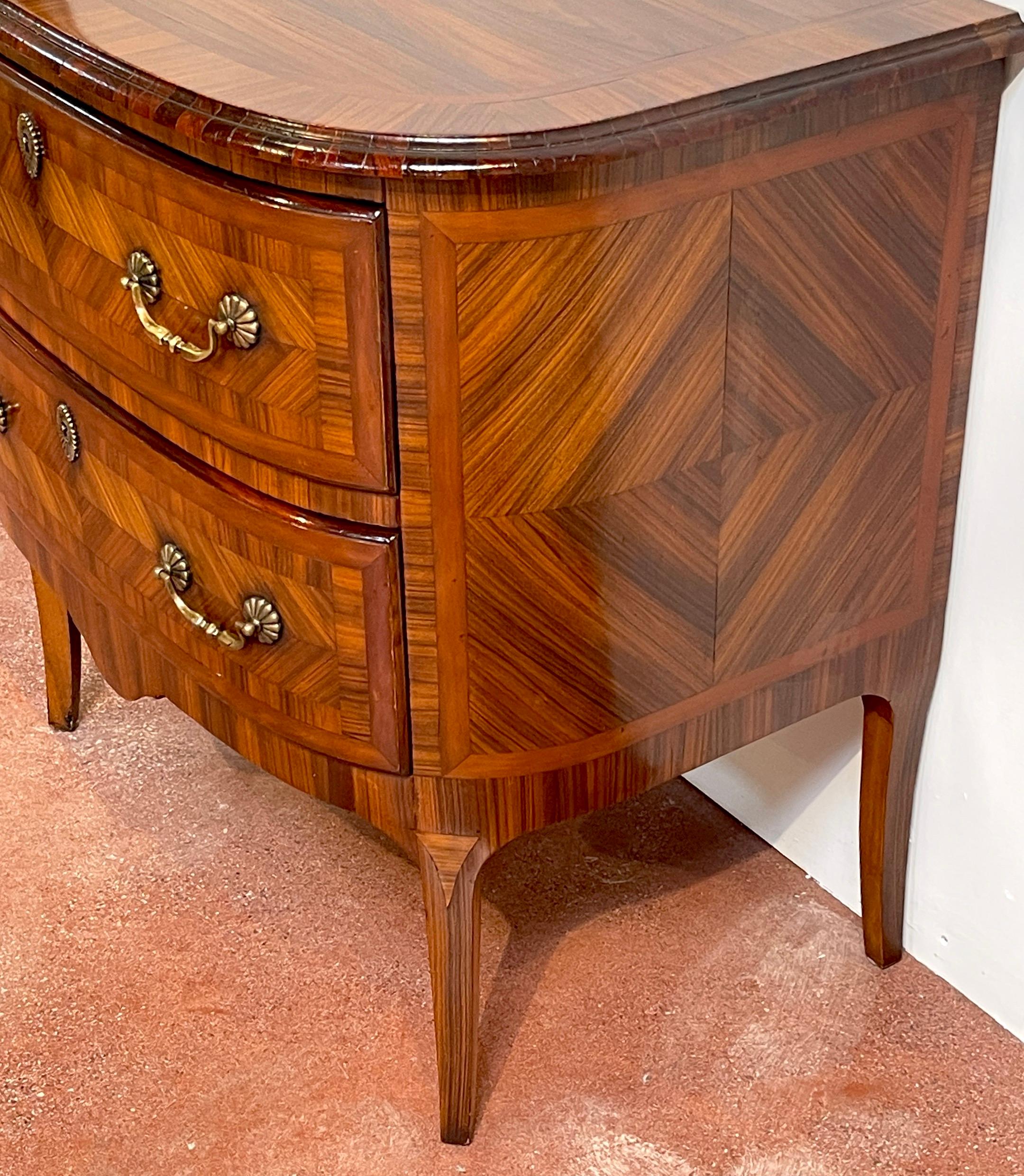 Patinated Louis XIV Style Kingwood Marquetry Commode/ Nightstand For Sale