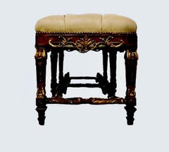 Louis XIV-style Leather-upholstered Window or Hallway Bench