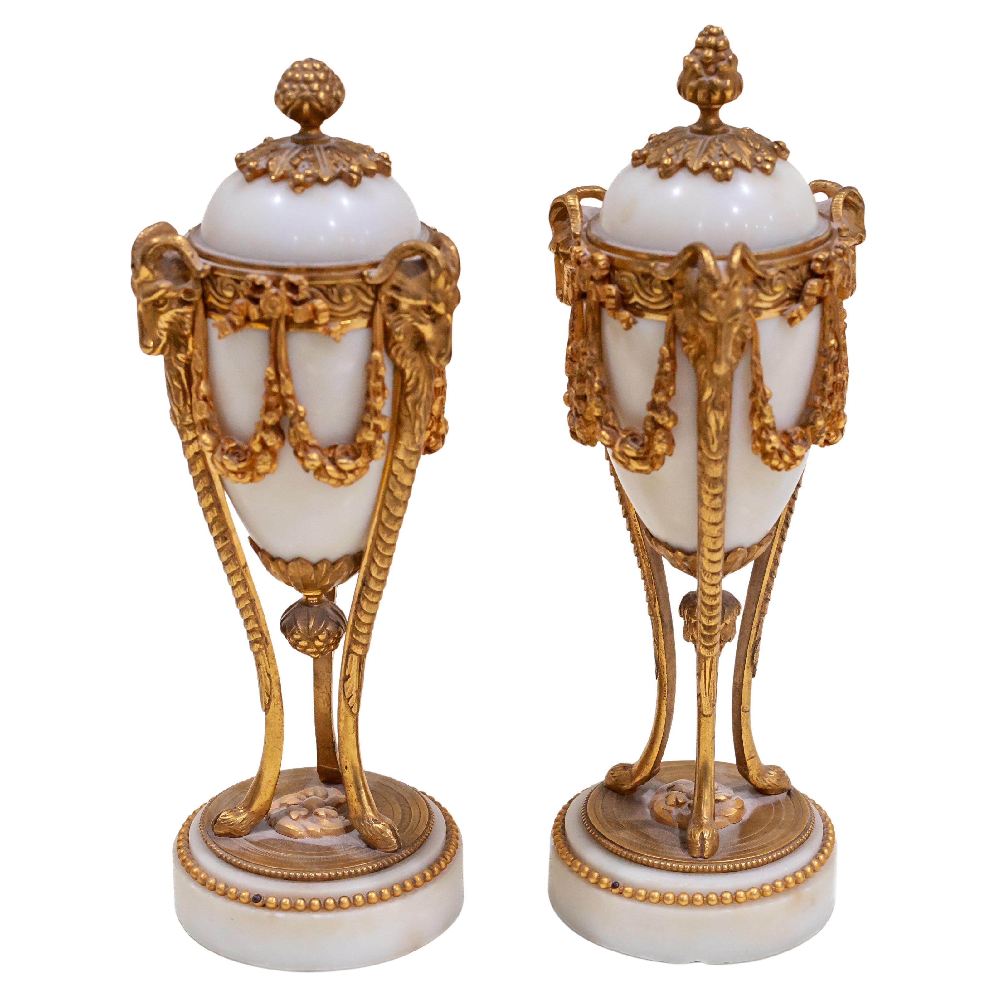Louis XIV Style Marble and Ormolu Votive Cassolettes Votives Gorgeous!