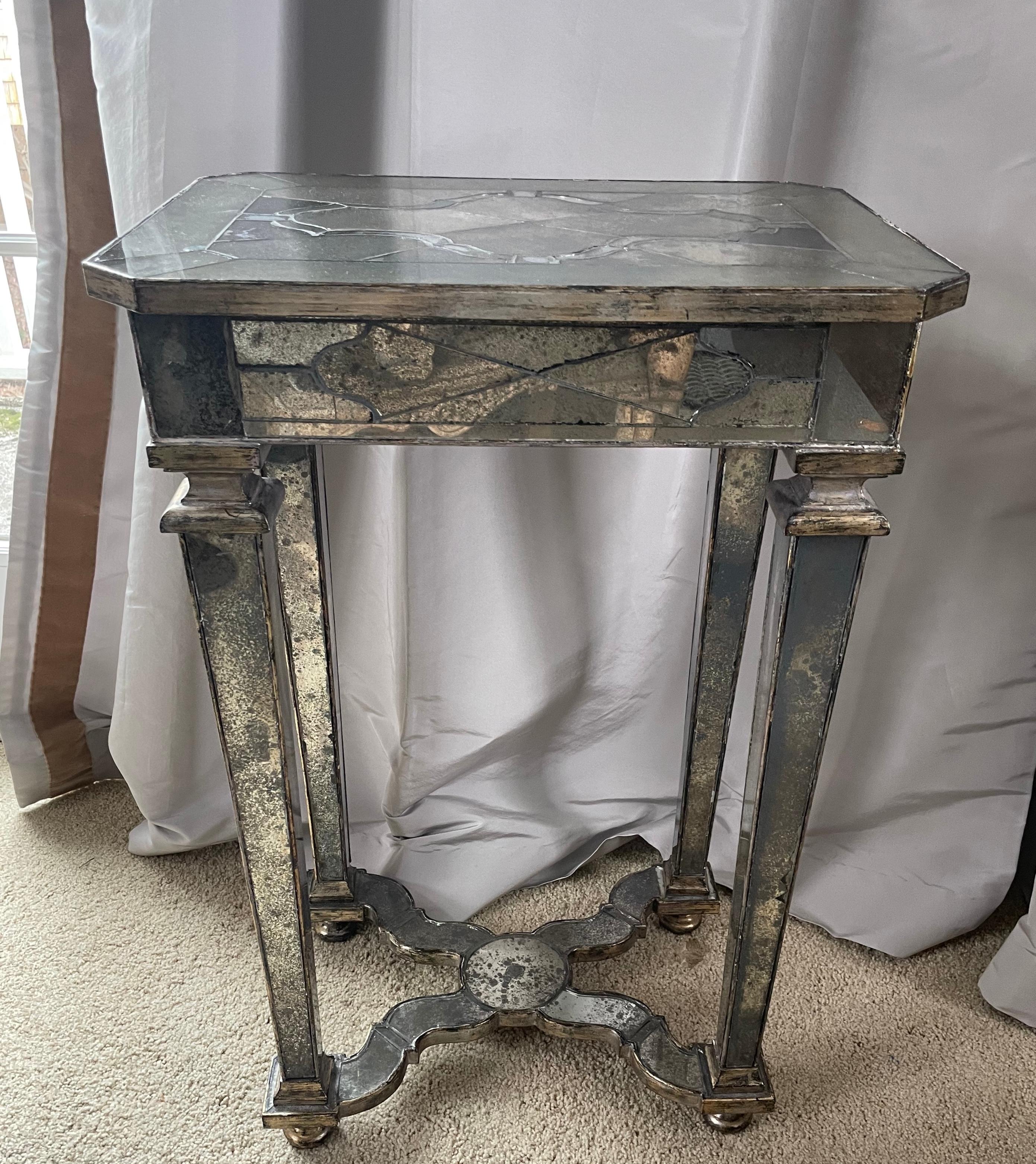 American Louis XIV Style Mercury Glass Side Table For Sale