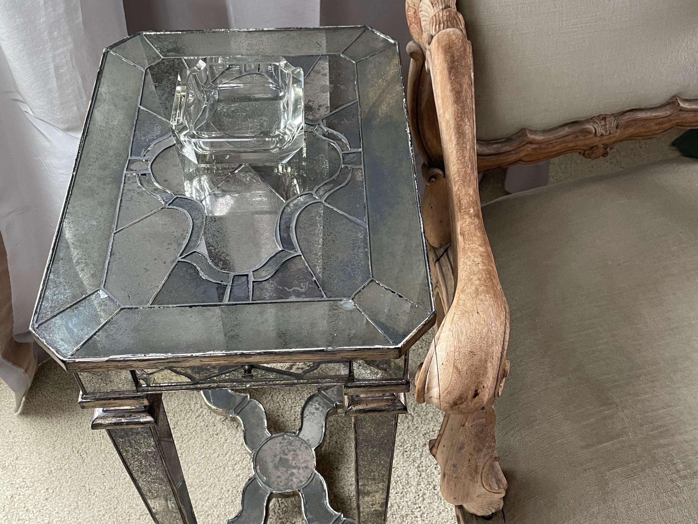 Louis XIV Style Mercury Glass Side Table For Sale 1