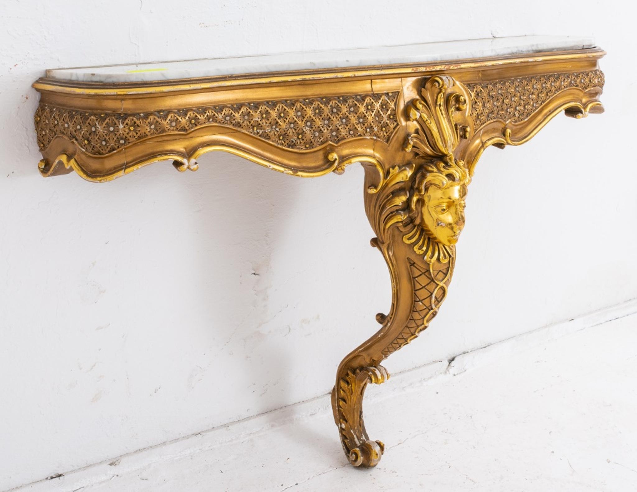 Louis XIV Style Monopodal Giltwood Console In Good Condition For Sale In New York, NY