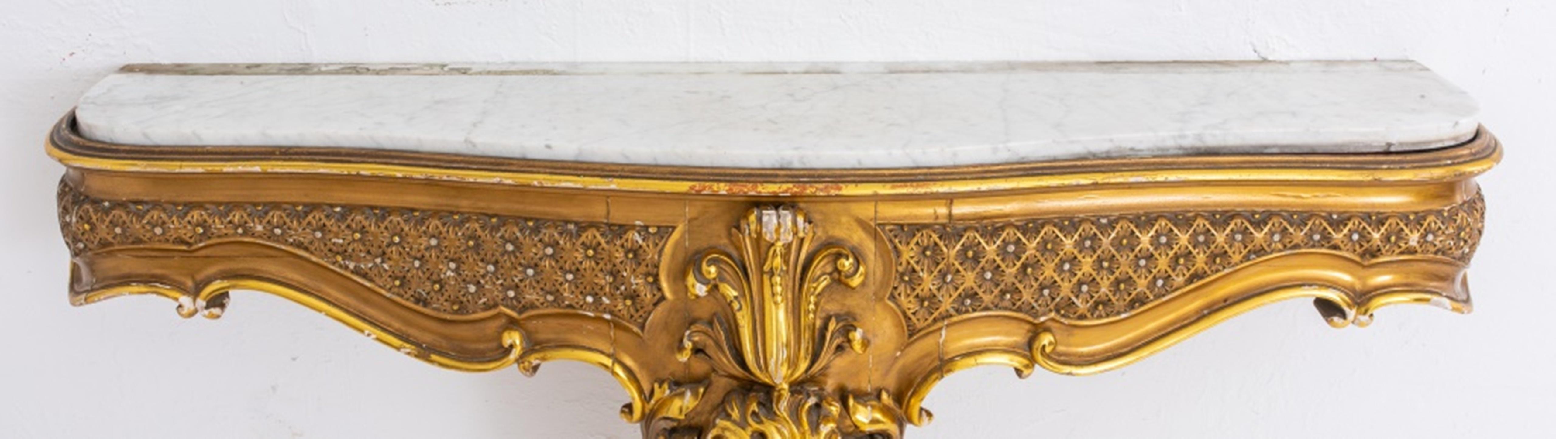 18th Century Louis XIV Style Monopodal Giltwood Console For Sale
