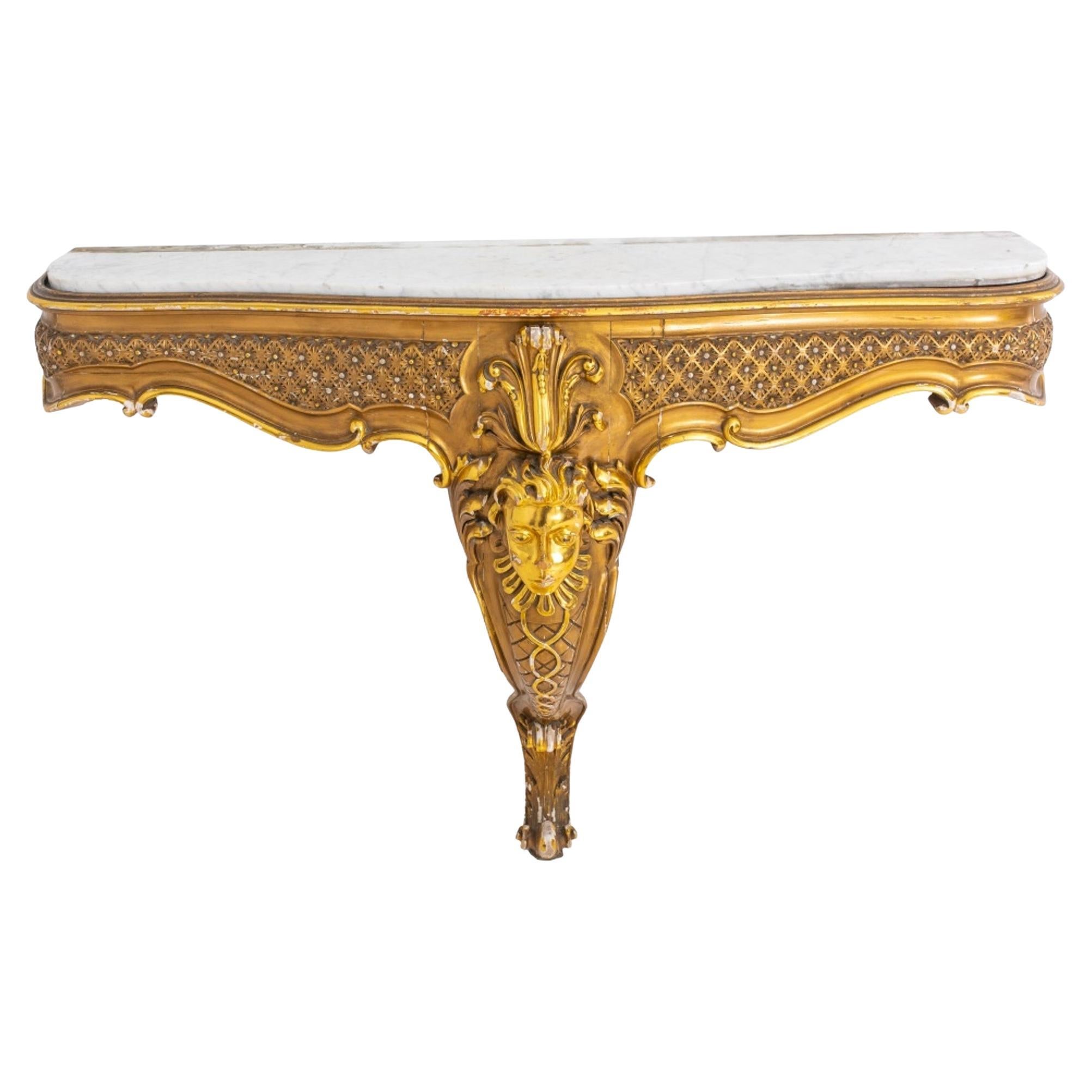 Louis XIV Style Monopodal Giltwood Console For Sale