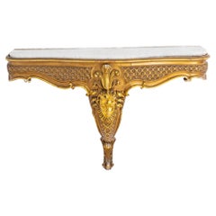 Console monopode en bois doré de style Louis XIV