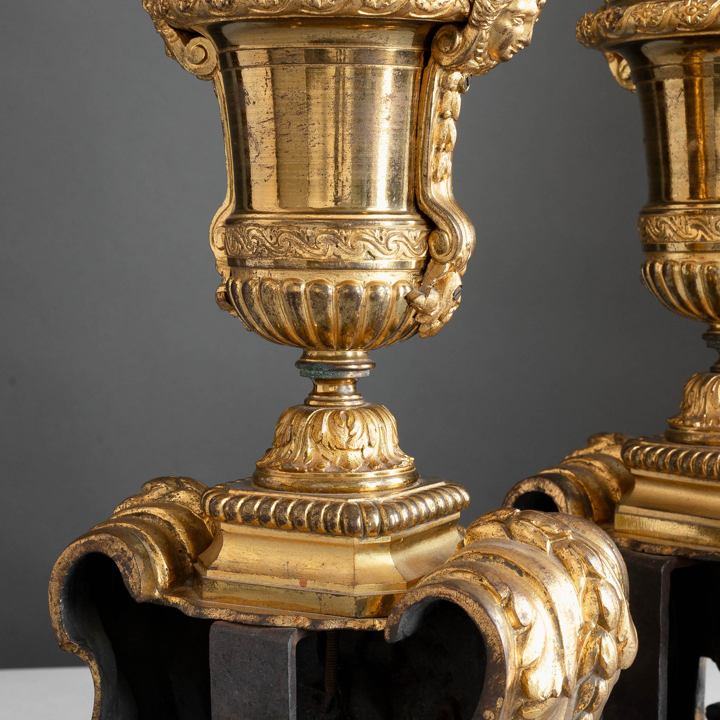 Louis XIV Style Ormolu Chenets For Sale 9