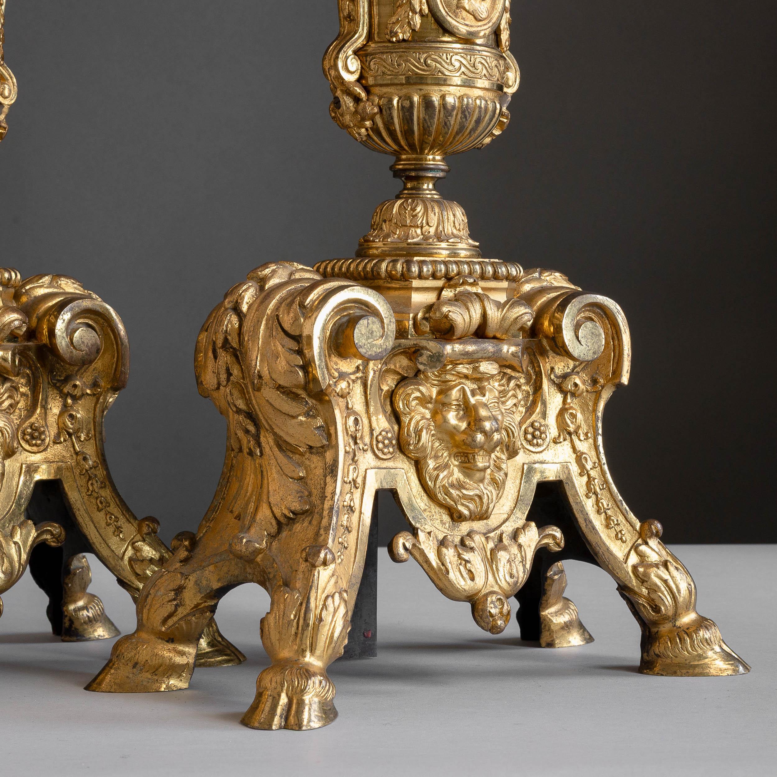 Louis XIV Style Ormolu Chenets For Sale 1