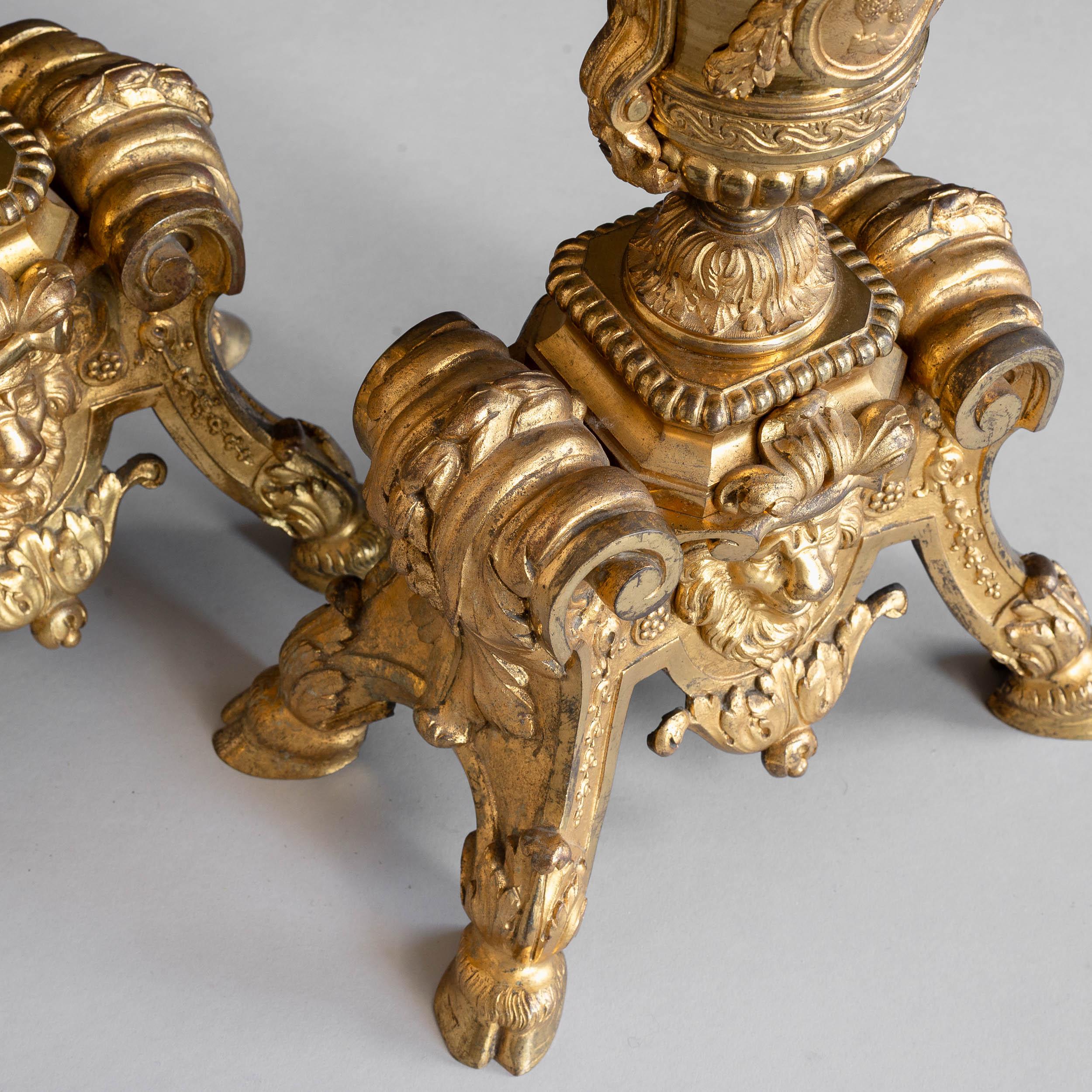 Louis XIV Style Ormolu Chenets For Sale 2