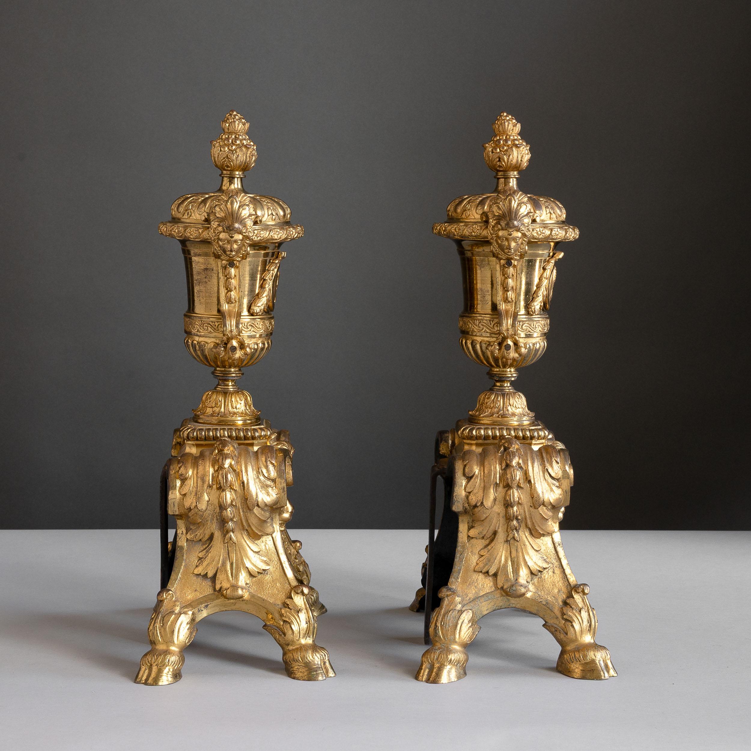 Louis XIV Style Ormolu Chenets For Sale 4
