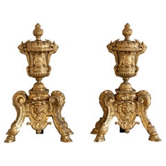 Antique Louis XIV Style Ormolu Chenets