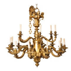 Antique Louis XIV Style Ormolu Eighteen-Light Chandelier