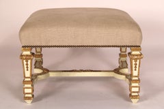 Louis XIV Style Painted and Partial Gilt Bench