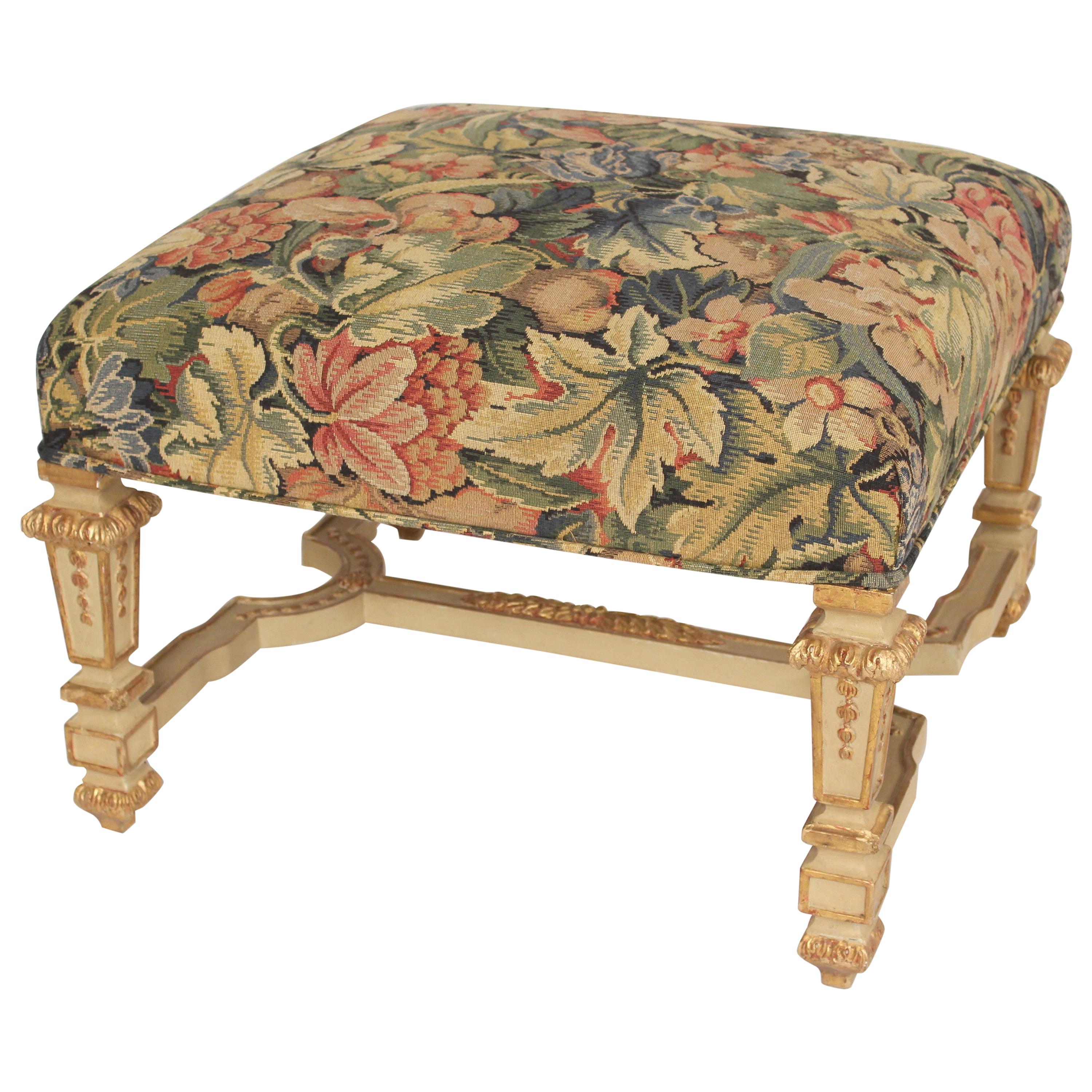 Louis XIV Style Painted and Partial Gilt Bench