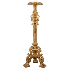 Piédestal de style Louis XIV en bois doré et sculpté, vers 1900