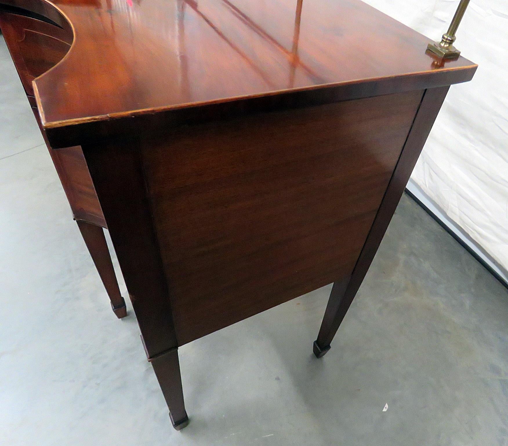 Sheraton Style Inlaid Mahogany Sideboard Server Buffet with Brass Gallery For Sale 3