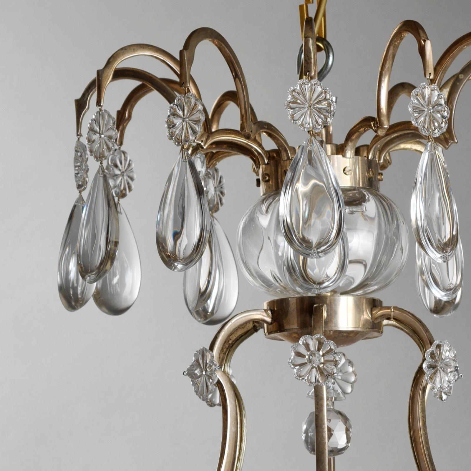 Italian Louis XIV Style Silvered Bronze and Crystal Chandelier by Gherardo Degli Albizzi For Sale